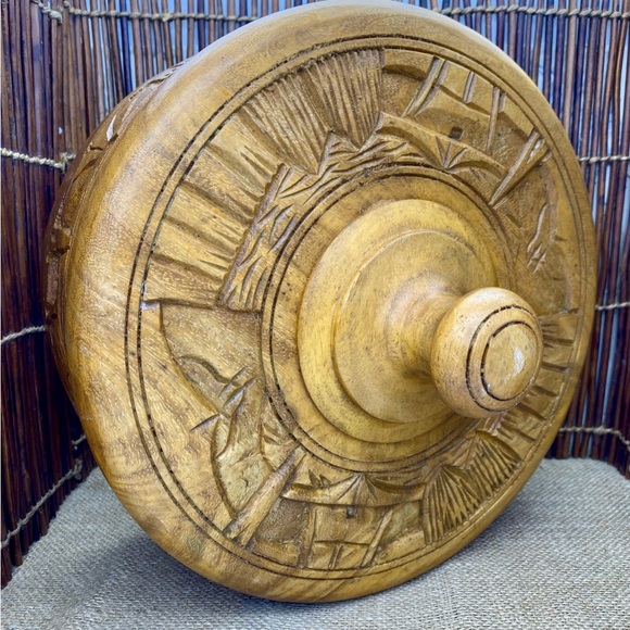 VT Monkey Pod Wood Cake Dome Cover The Hardwood Factory Kauai Hawaii Hand Carved - Picture 7 of 8